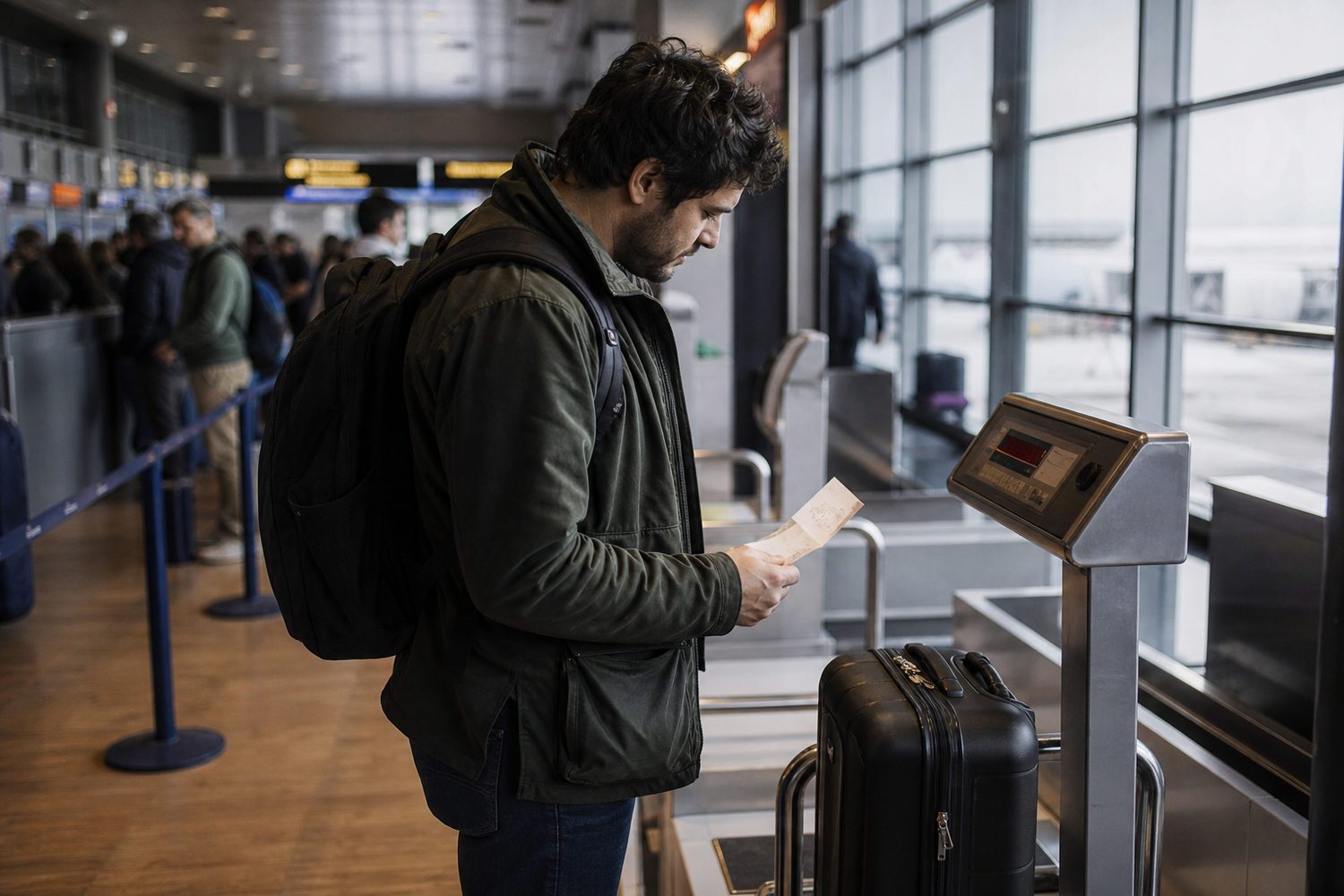 Traveler at an airport check-in